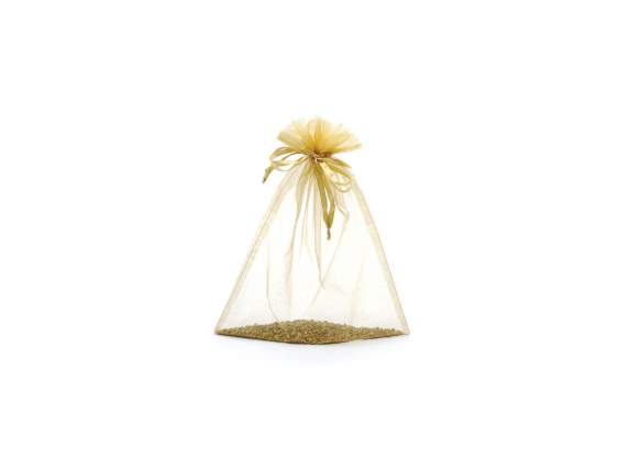 Bag in gold organza 23x30 cm with tie