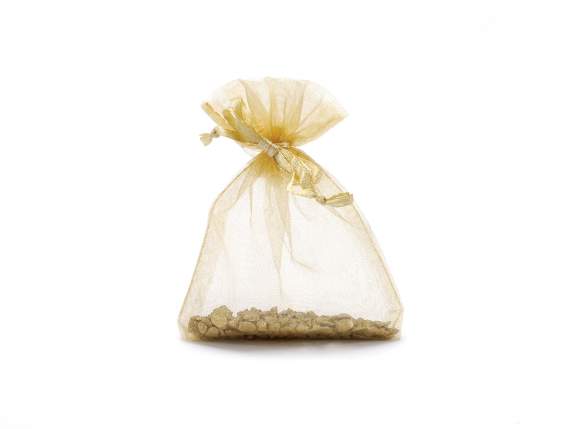 Bag in gold organza 8x11 cm with tie