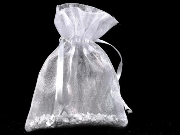 Bag in silver organza 8x11 cm with tie
