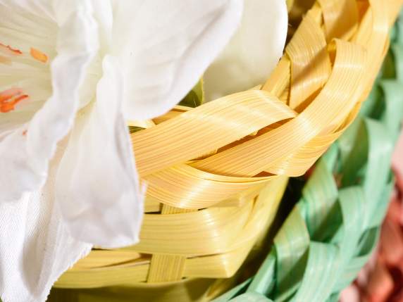 Rectangular basket in colored bamboo