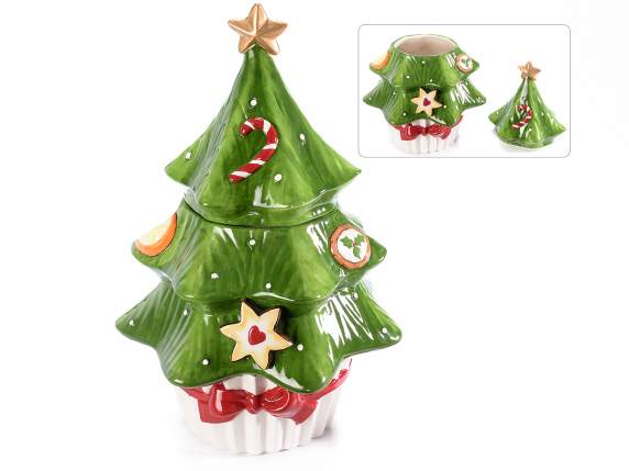 Barattolo ad albero di Natale in ceramica colorata
