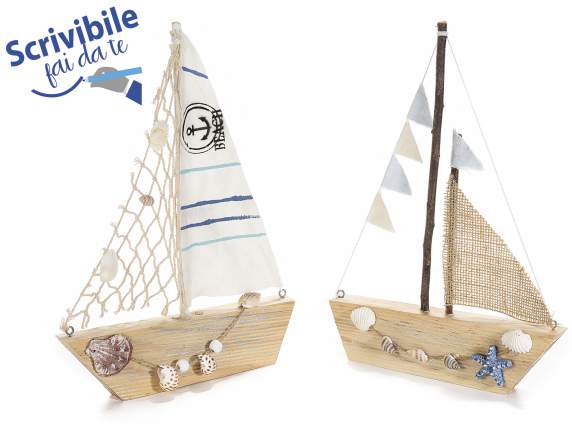 Barca a vela decorativa da appoggiare in legno