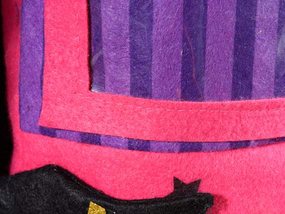 Chaussette de bonbons en tissu avec décorations Befana
