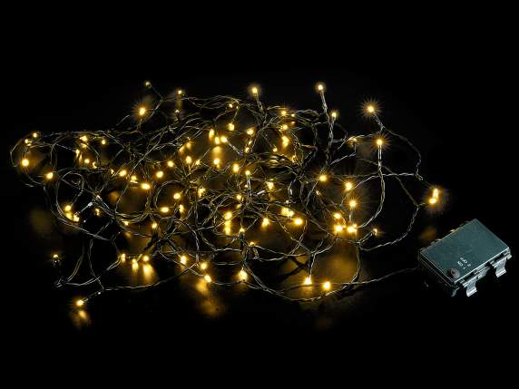 Battery-powered lights wire 10Mt, 100 warm white LEDs, green
