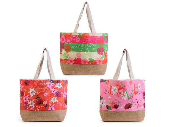 Beach bag in fabric with 
