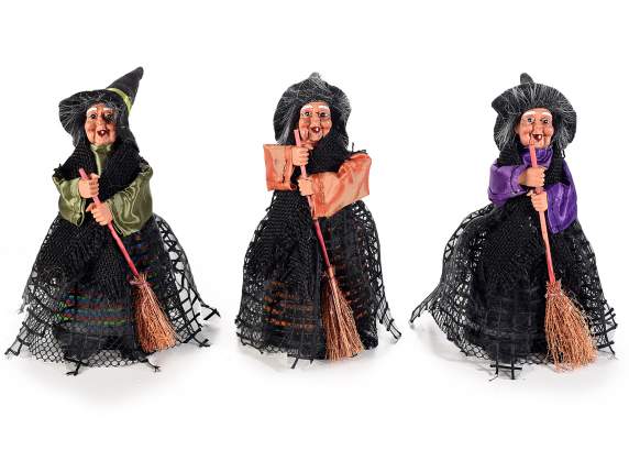 Befana / Witch in fabric and resin with container for sweets