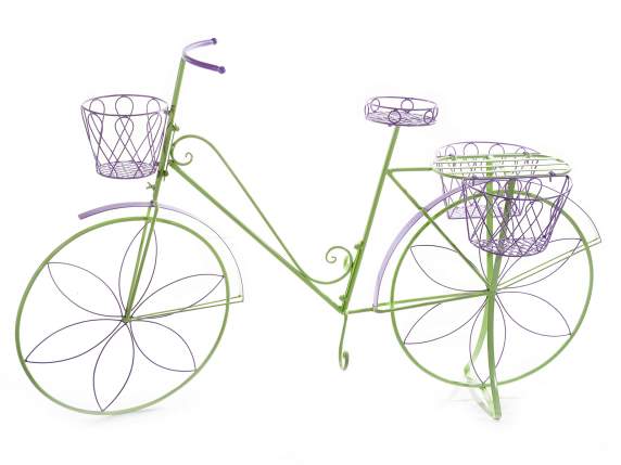 Bicicletta decorativa con 4 portavasi in metallo colorato