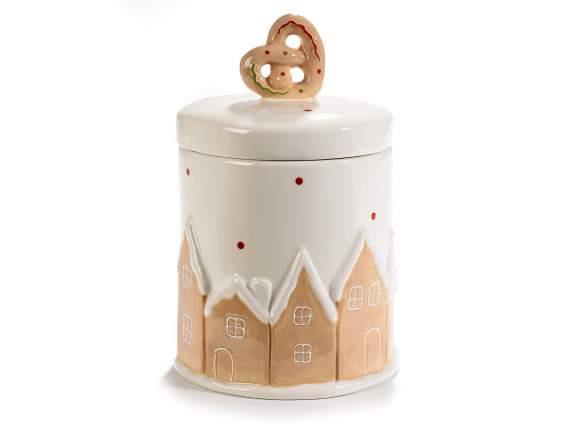 Pot alimentaire en céramique avec relief paysage et biscuit