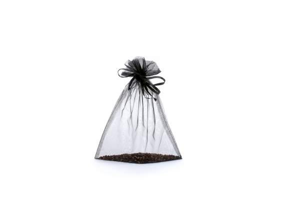 Black organza bag bistro 23x30 cm with tie