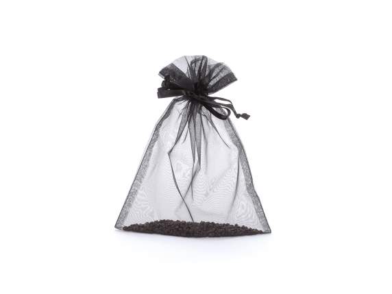 Black organza bag bistro 17x22 cm with tie