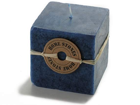 Blueberry scented square candle in denim blue