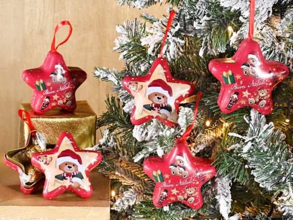 Boîte en métal en forme détoile avec décorations de Noël
