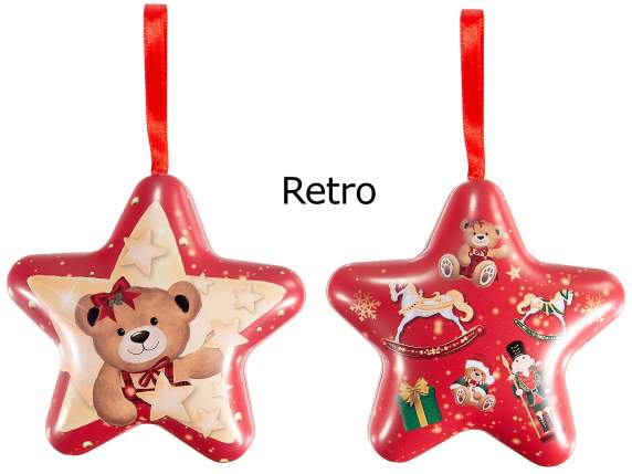 Boîte en métal en forme détoile avec décorations de Noël