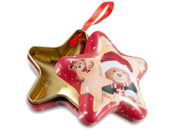 Boîte en métal en forme détoile avec décorations de Noël