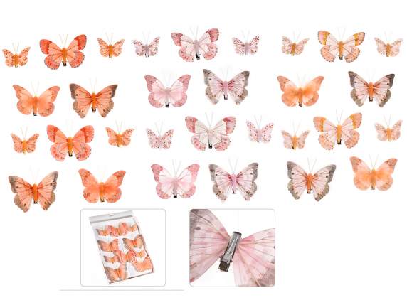 Boite avec 10 papillons de couleur peint à la main