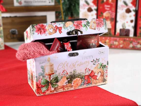 Valise de Noël en bois avec doublure