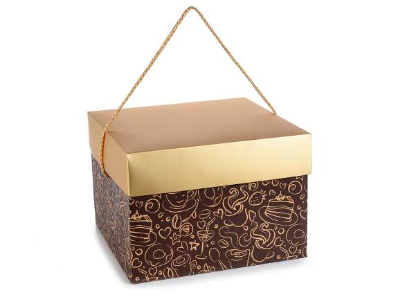 Boîte en carton pour panettone avec cordon doré