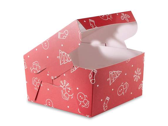 Boîte en papier de Noël avec fenêtre,nœud et 4 compartiments