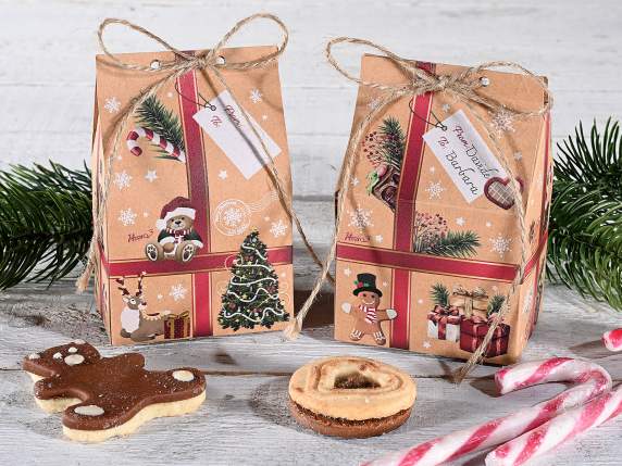 Boîte en papier de Noël avec nœud en ficelle