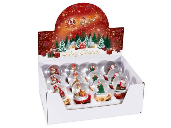 Bola de nieve con personaje navideño y base de resina