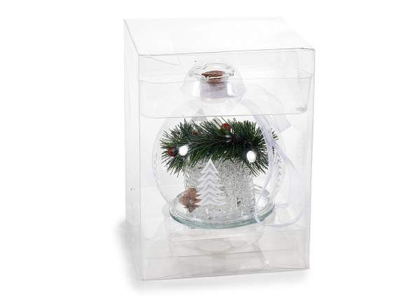 Bola de cristal con paisaje y luz led en pack. soltero