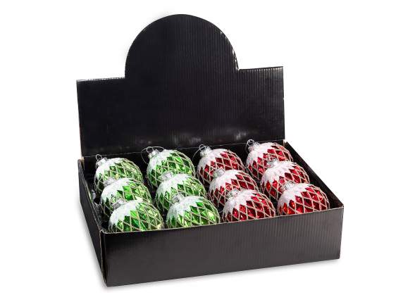 Bola de vidrio de colores con adornos plateados para colgar