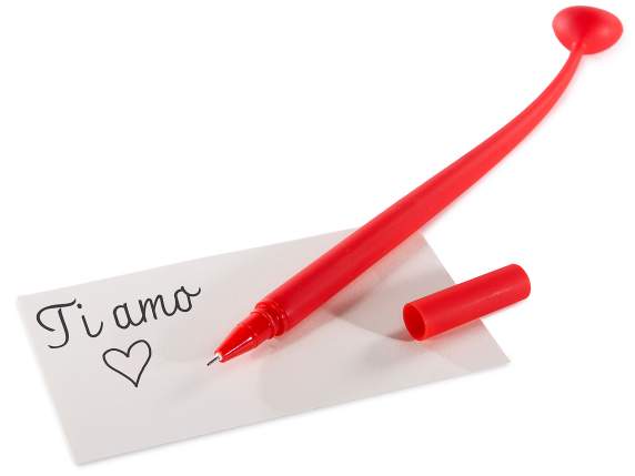 Bolígrafo flexible de silicona con forma de corazón rojo