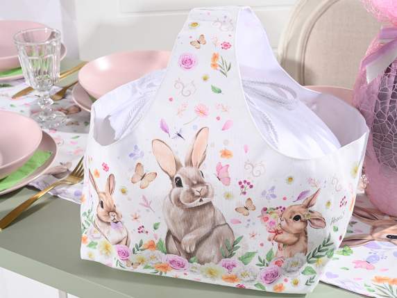 Bolso - cesta de lona con bolso incorporado y asa