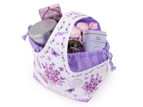 Bolso - cesta de lona con bolso incorporado y asa