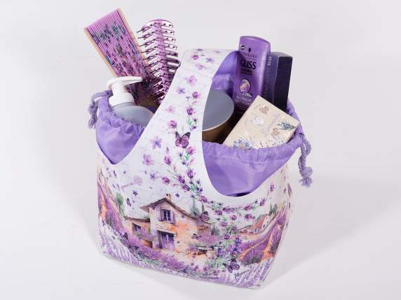 Bolso - cesta de lona con bolso incorporado y asa