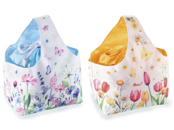 Bolso - cesta de lona con bolso incorporado y asa