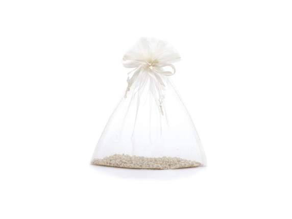 Bolsa de organza color crudo 17x22 cm con cordón