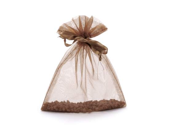 Bolsa de organza marrón chocolate 12x16 cm con lazo