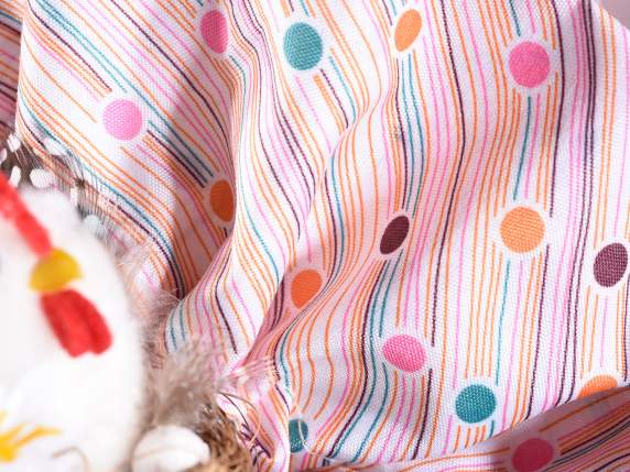 Bolso de lona de rayas y lunares color paloma con cordón