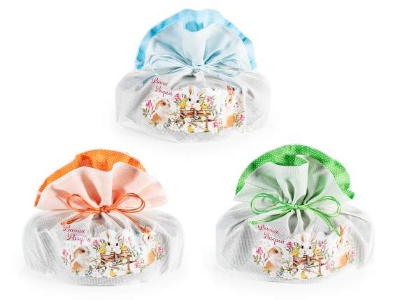 Bolsa de tela forma de paloma, interior de lunares y lazo