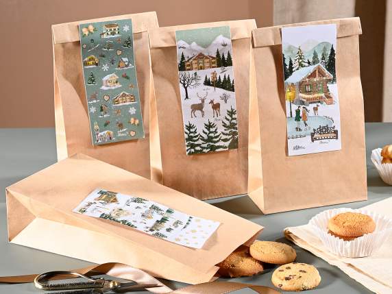 Bolsa de papel kraft para alimentos con etiqueta de cierre