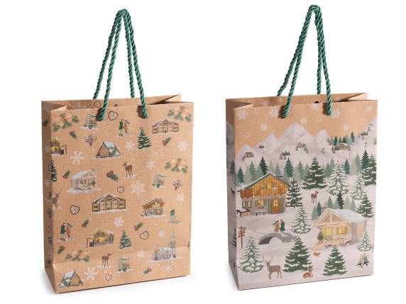Bolsa-sobre mediano de papel kraft navideño con ventana