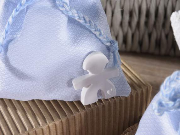 Bolsa de algodón con tiza para bebé y cinta tejida.