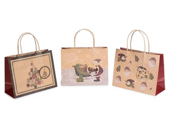 Bolsa-sobre de papel natural mediano con etiqueta de saludo