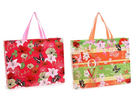 Bolsa de tela no tejida con estampado floral