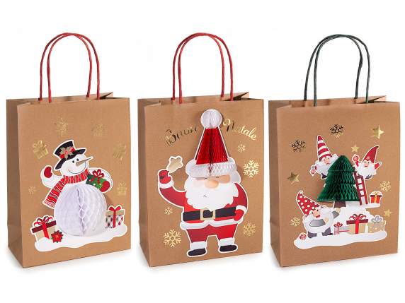 Bolsa-sobre grande de papel kraft con asas y decoraciones en