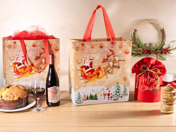 Bolsa de tela no tejida de 20L con estampado navideño