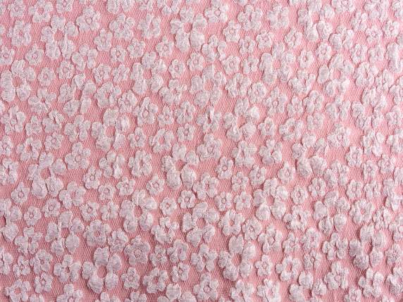 Bolso de tela con flores en relieve y cordón para paloma