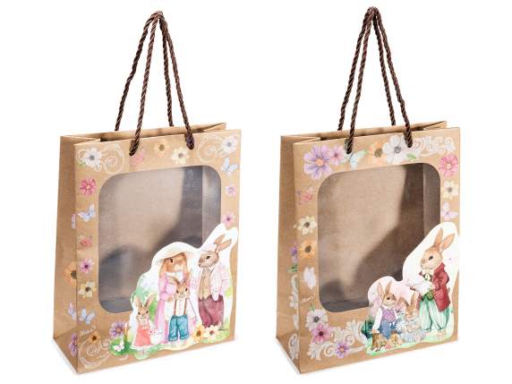 Bolsa-sobre de papel kraft mediano con asas y ventana