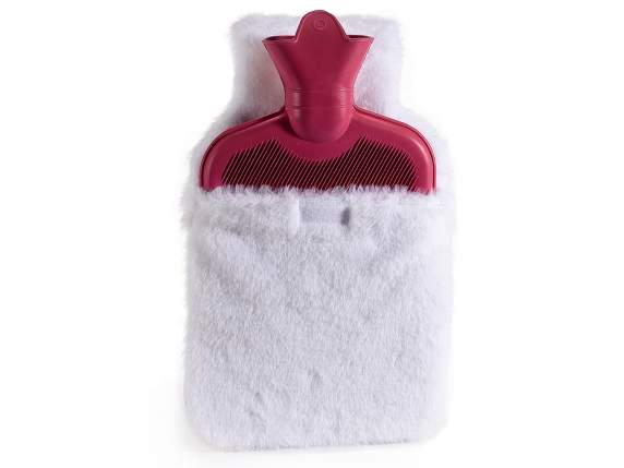 Bolsa agua caliente forro piel ecológica suave y pompón