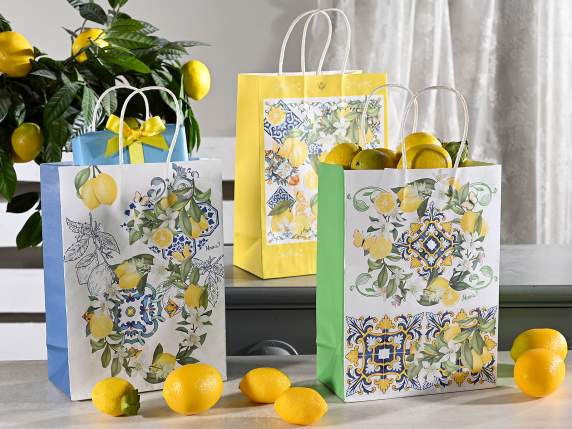 Bolsa de papel mediana-sobre con estampado de cítricos