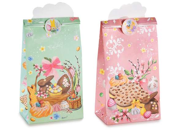 Bolsa de papel sin asas, con pegatina y decoración 3D