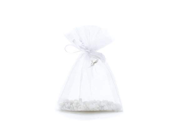 Bolsa de organza blanca nieves 8x11 cm con lazo