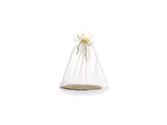 Bolsa de organza color crudo 23x30 cm con cordón