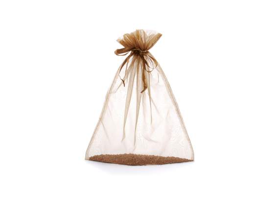 Bolsa de organza bronce 30x40 cm con cordón